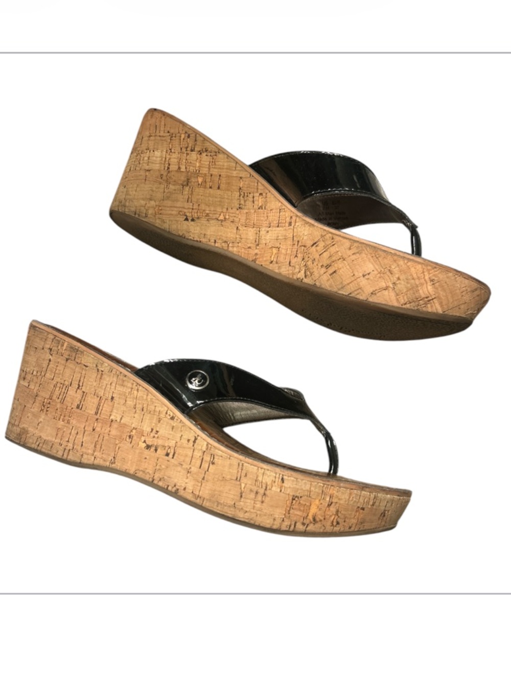 Sam Edelman Romy Metallic Bronze Platform Cork Wedge Thong Sandals Size 7 - Picture 3 of 6